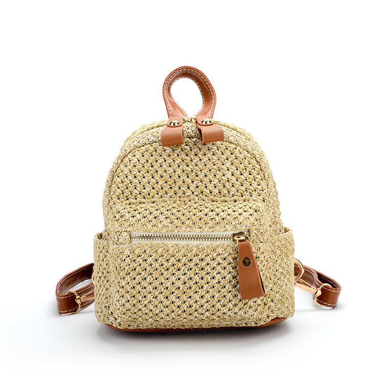 Wholesale National Style Handmade Straw Weave Backpack
