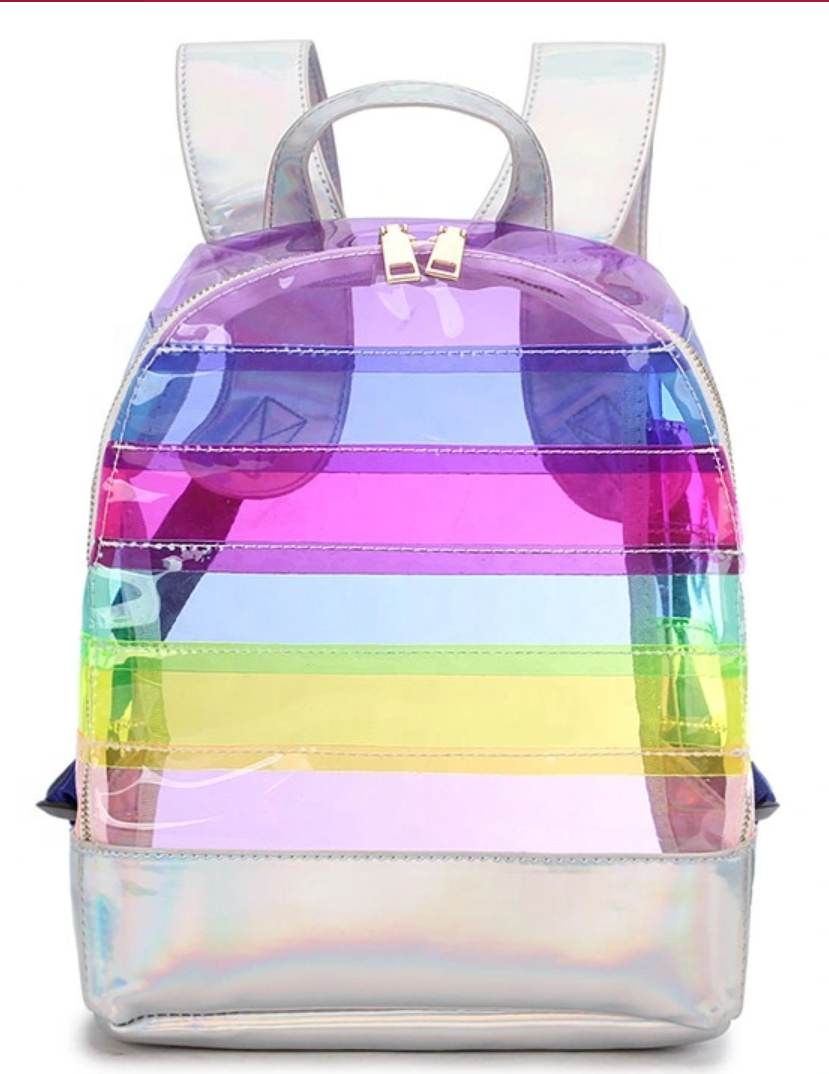 Laser Cartoon Rainbow Backpack Transparent PVC