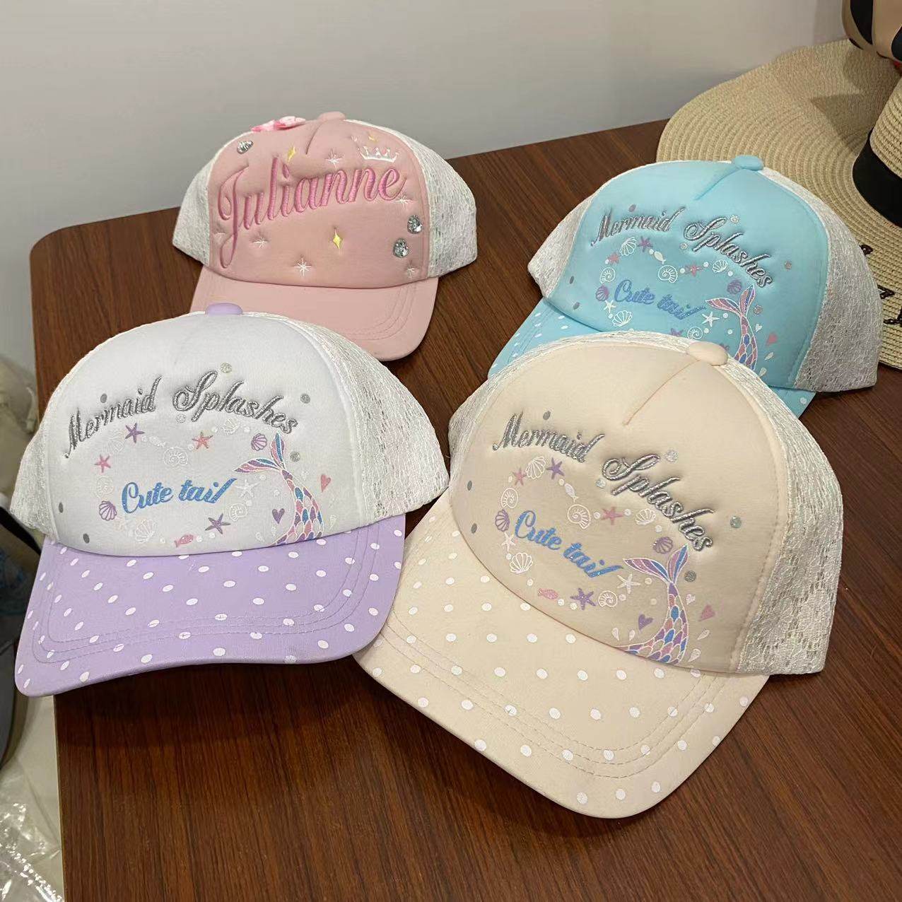 Mermaid Splashes Girl hats 52cm and 56cm Lace Back Plastic Buckle