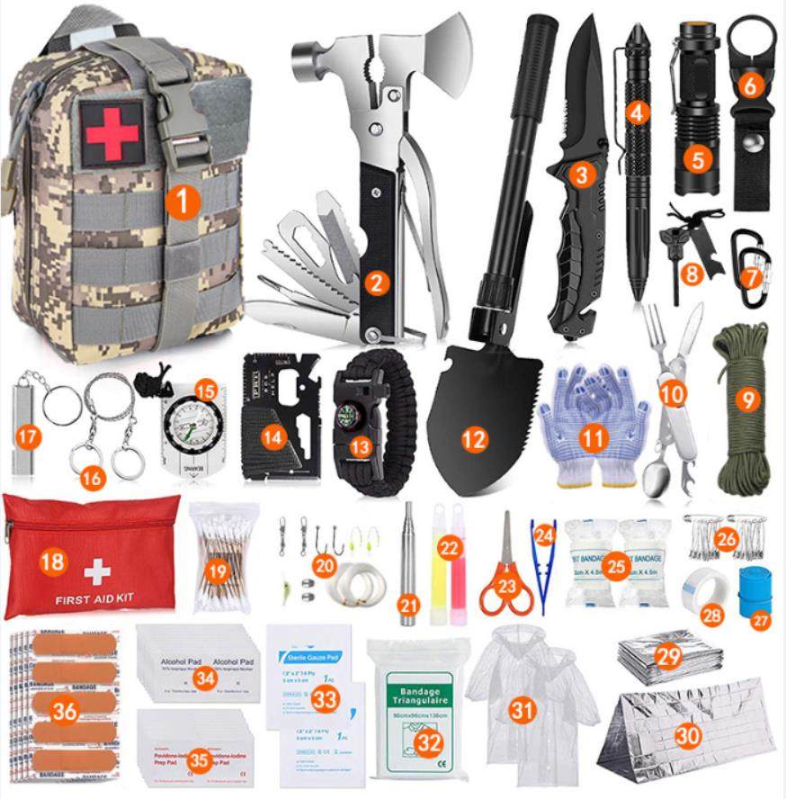 M 36 Emergency Survival Equipment Kit Sports Tactical Hiking Camping
