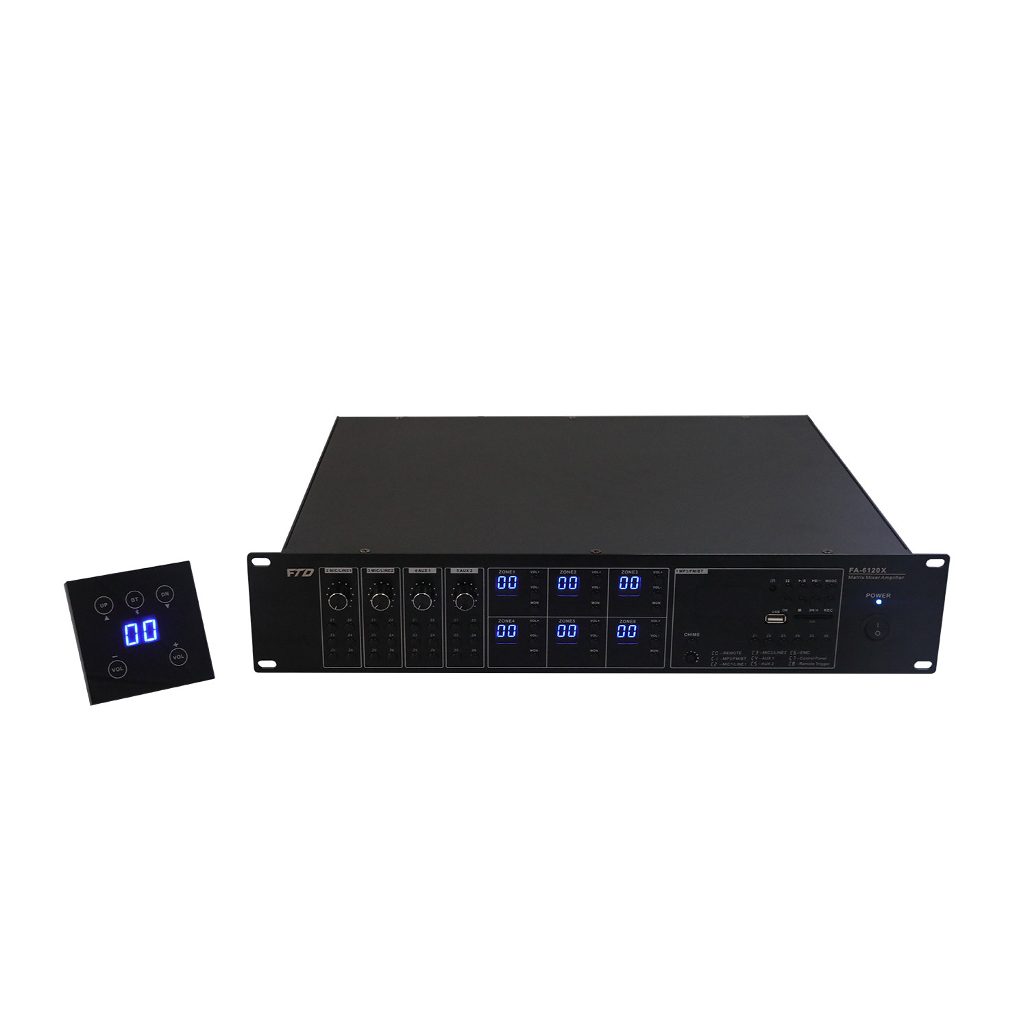 6 ZONE 60W PA 6×6 Matrix mixer amplifier +USB/SD/FM/BLUETOOTH  FA-660X