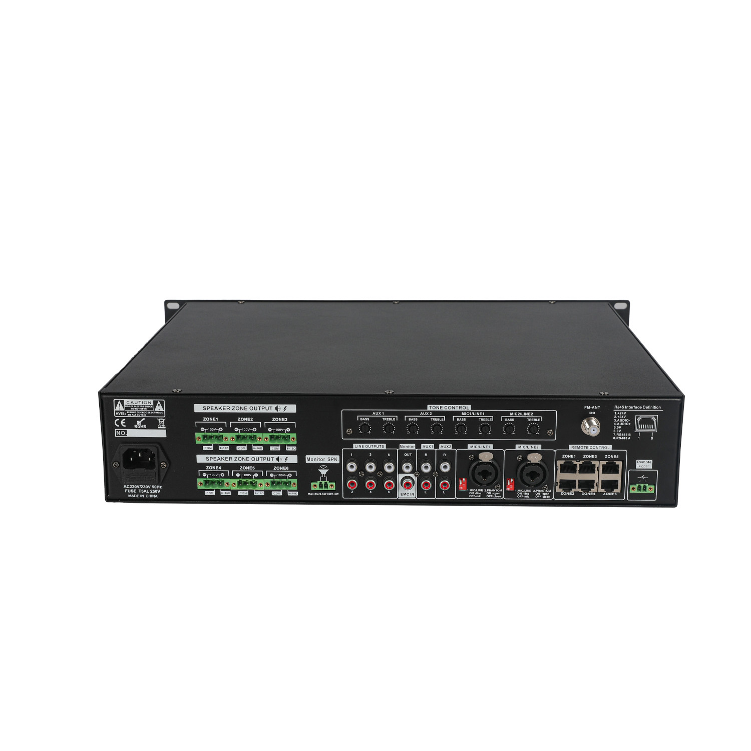6 ZONE 60W PA 6×6 Matrix mixer amplifier +USB/SD/FM/BLUETOOTH  FA-660X