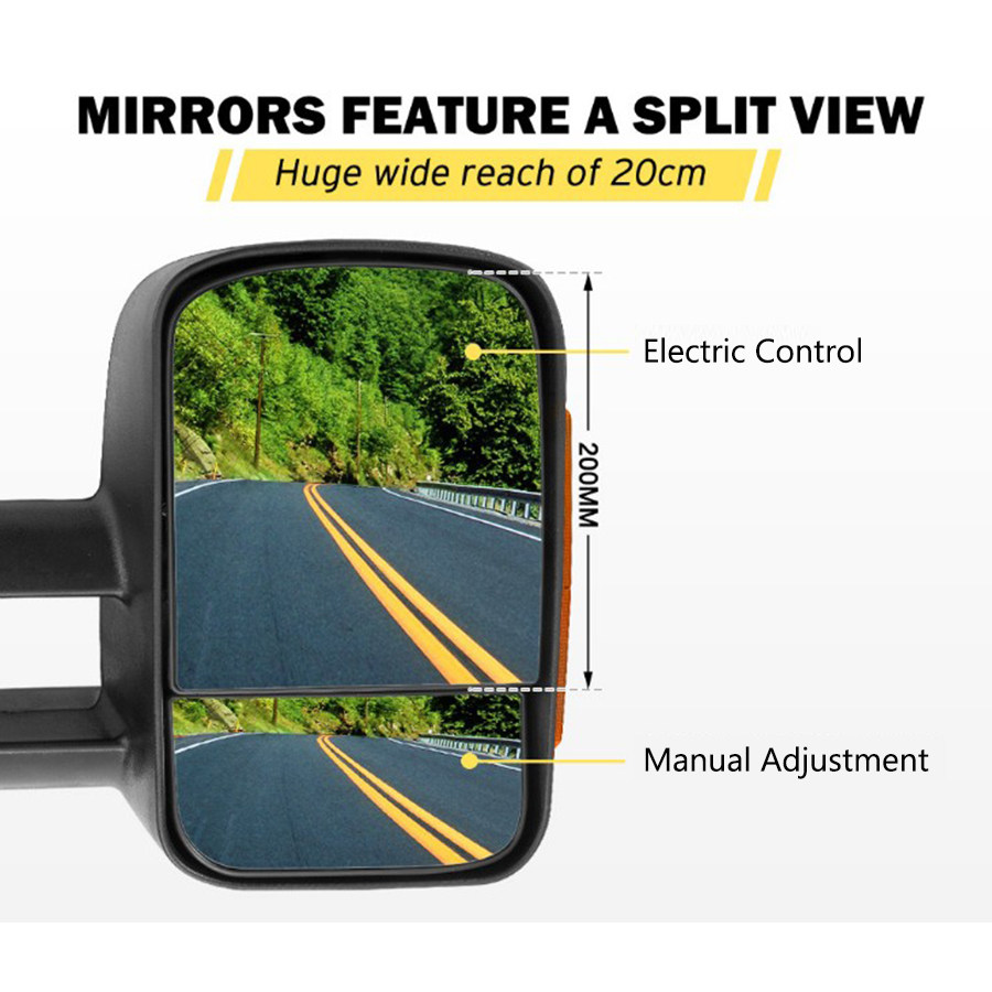 Extened Mirror Wide View Electric Manual Foldable Black Towing Rear Mirror For Hilux 2005-2015
