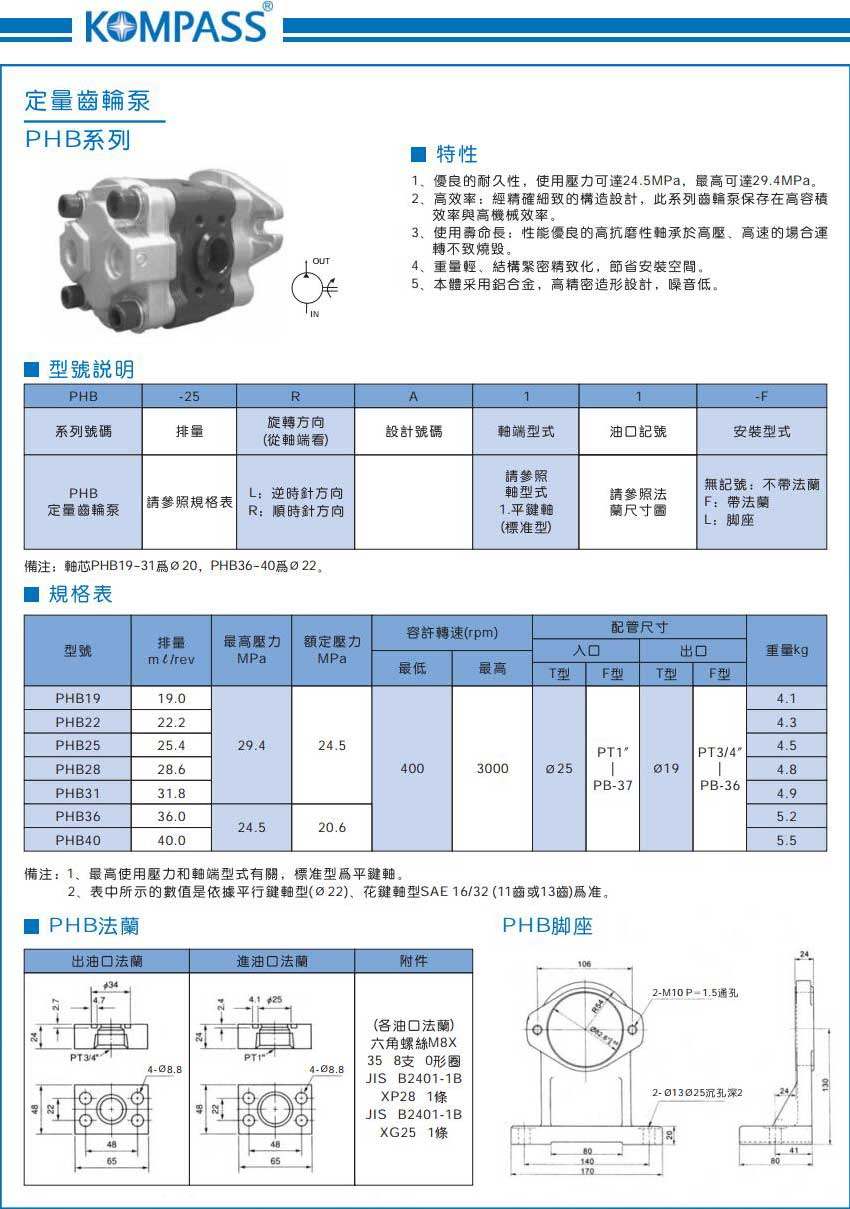 PHB 系列齿轮泵