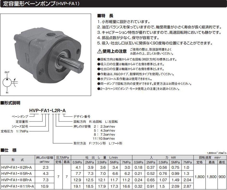 HNP-FA1-L2R-A 定量叶片泵