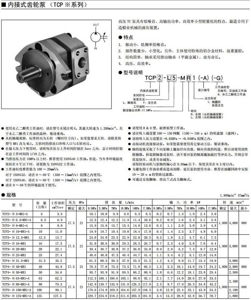TCP2-L5-MR1(A)（-G）齿轮泵