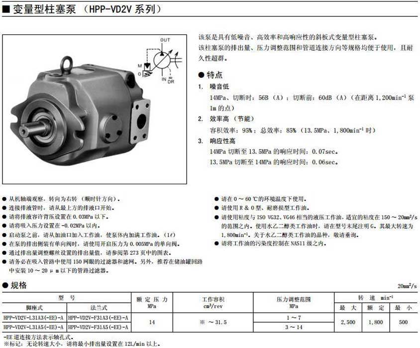 HPP-VD2V系列变量柱塞泵