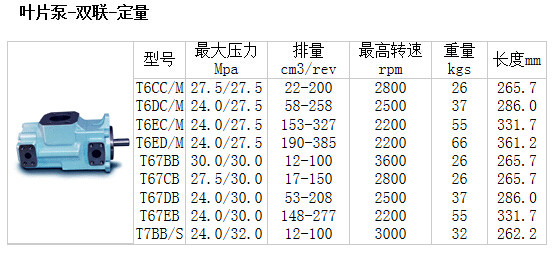 T6CC 系列双联叶片泵