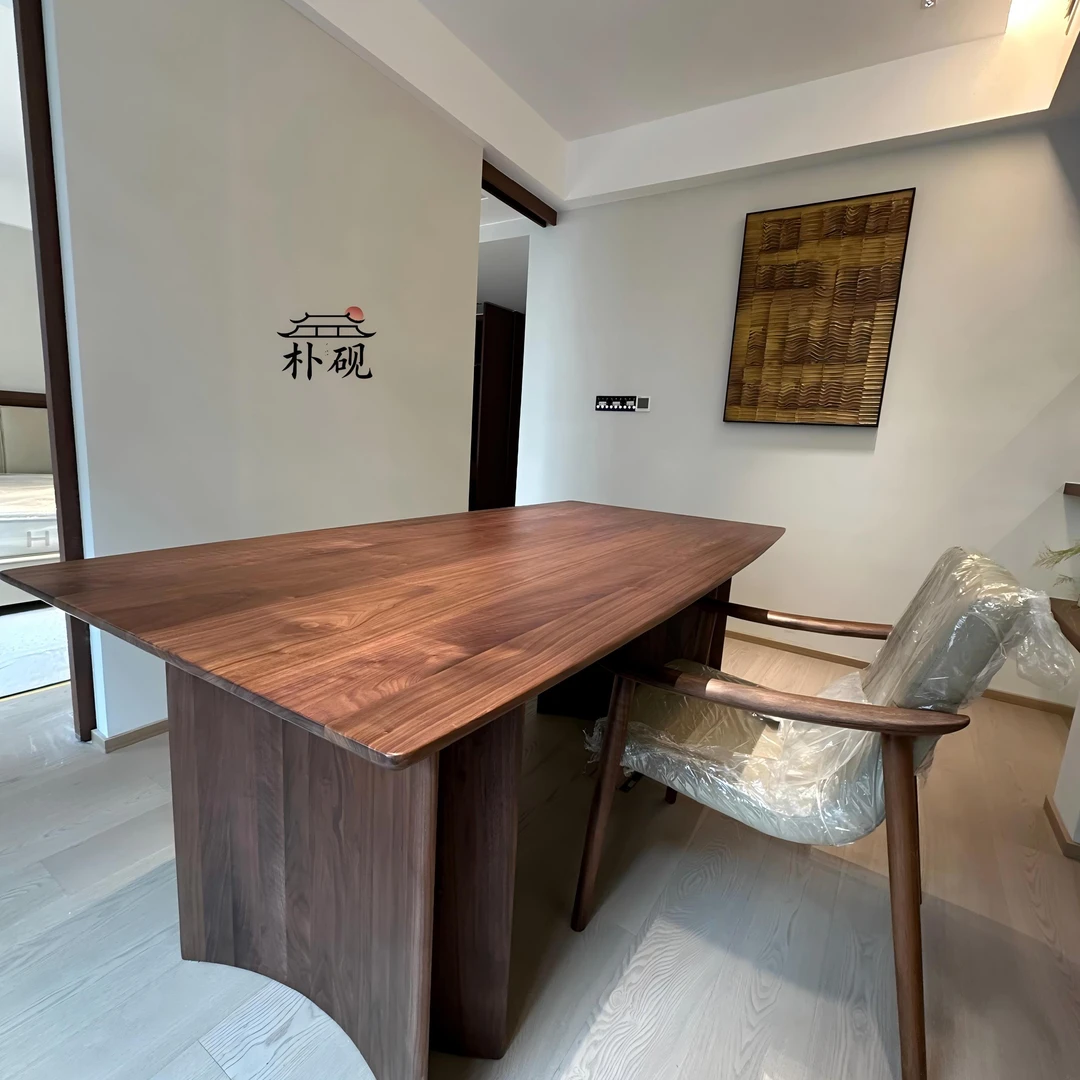 北美黑胡桃木独板大板餐桌书桌茶桌