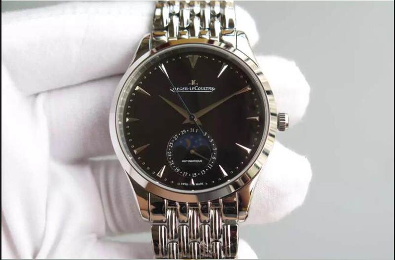 Jaeger Lecoultre Master Ultra Thin Moon Stainless Steel Black Di