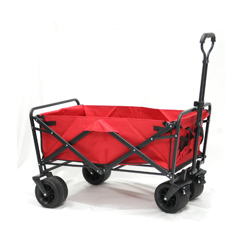 Heavy Duty Collapsible Folding Wagon Utility Outdoor Camping Garden Cart with Universal Wheels & Adjustable Handle