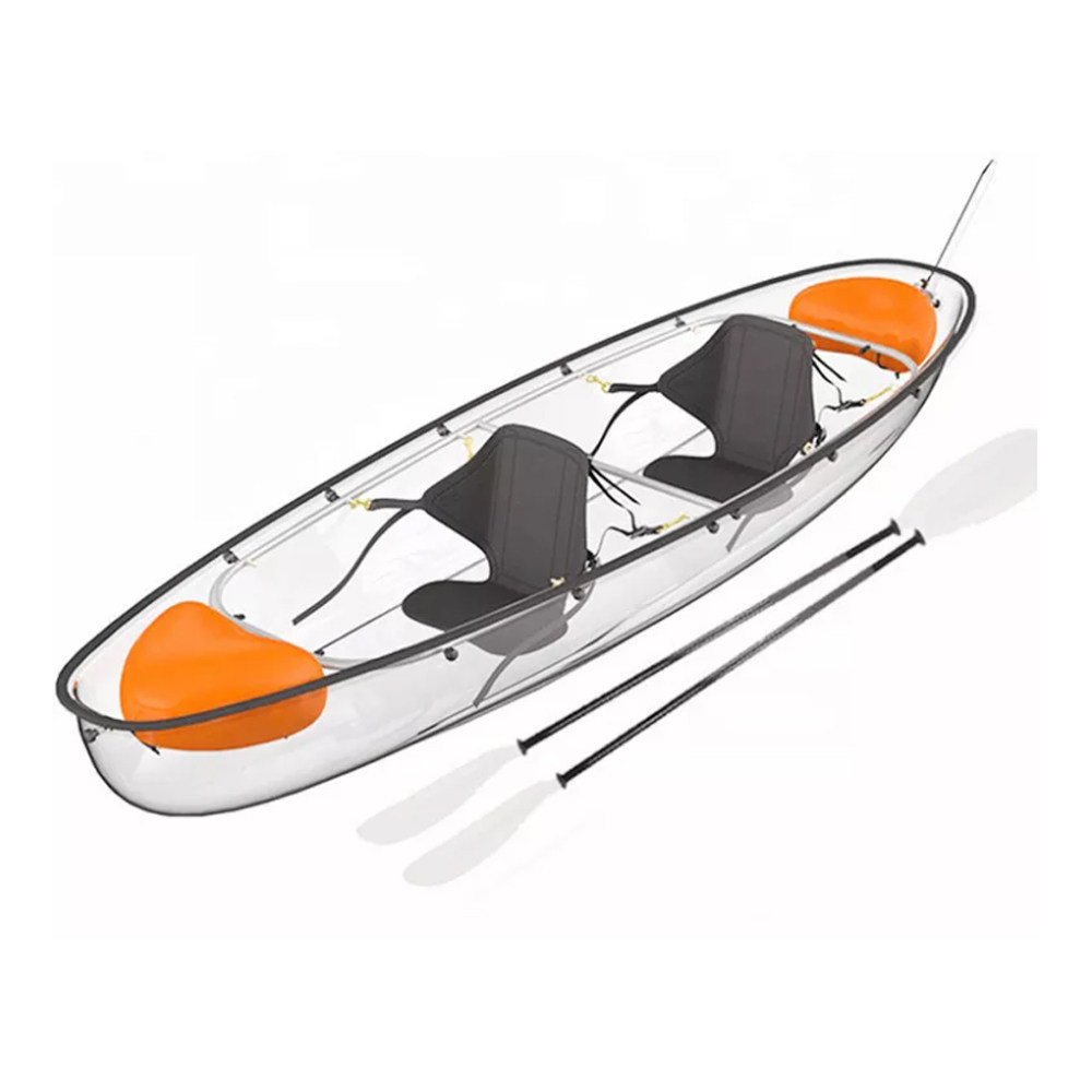 Transparent Polycarbonate Kayak Clear Bottom Crystal Kayak With Paddles for 2 Person Fishing On Ocean