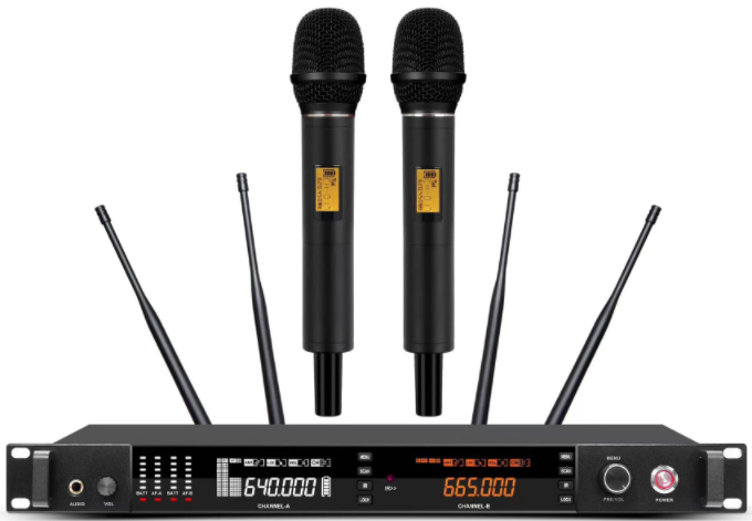 UHF Wireless Microphone System (True Diversity) Adjustable Frequency, Max 300 meters FM-WU15