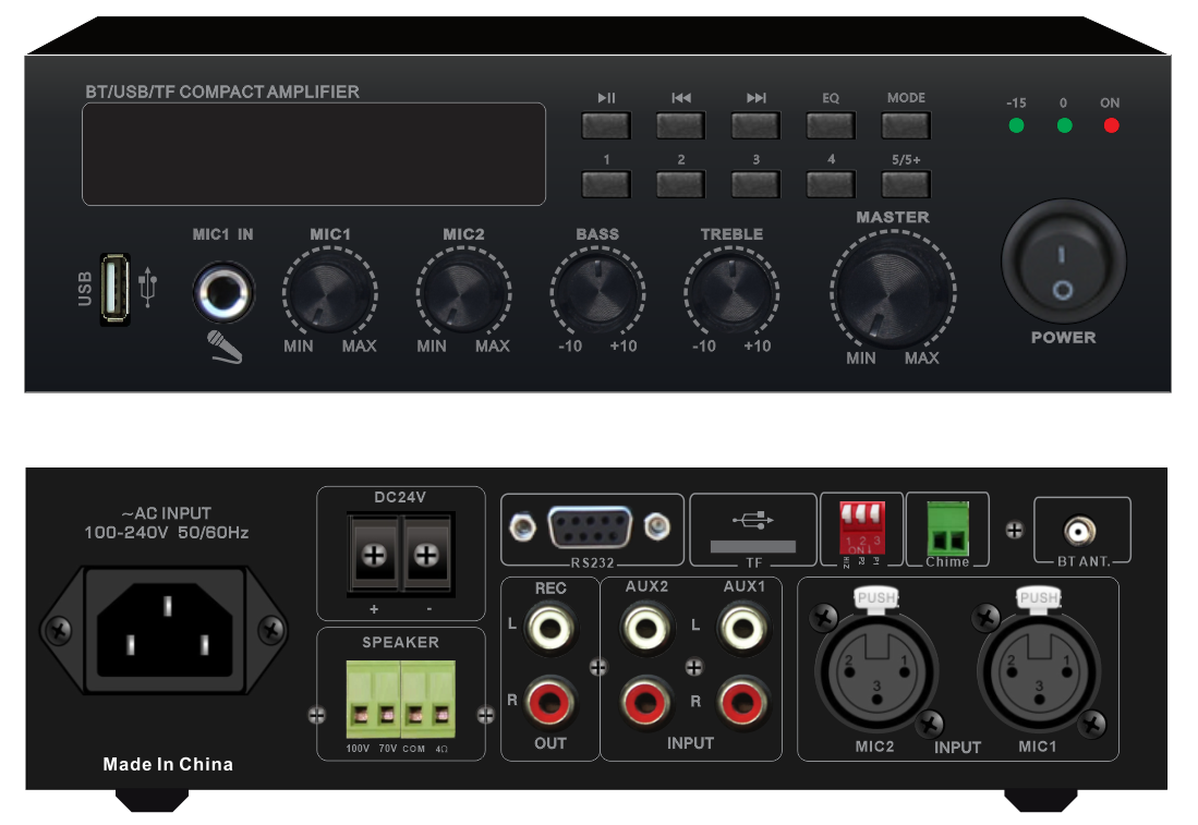 Compact Desktop Amplifier with BT/USB/TF FY-60CM/FY-120CM/FY-240CM