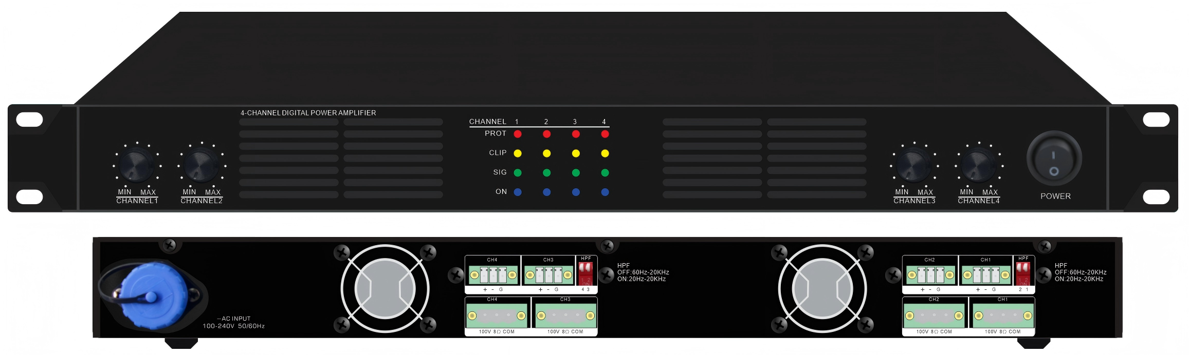 Class-D Four Channel 350W Power Amplifier FY-4350D