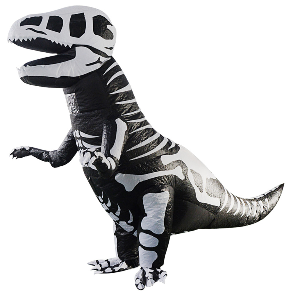 T-REX Skeleton Dinosaur Inflatable Costume, Halloween Dinosaur Cosplay Blow Up Suit Fancy Dress For Adult