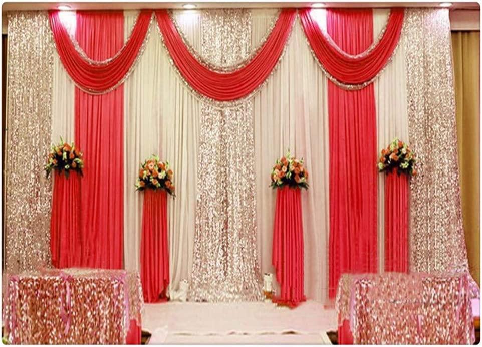 Eyestar Wedding Stage Decorations Backdrop Party Drapes with Swag Silk Fabric Curtain for Wedding/Birthday/Event (Bright Red),20x10ft