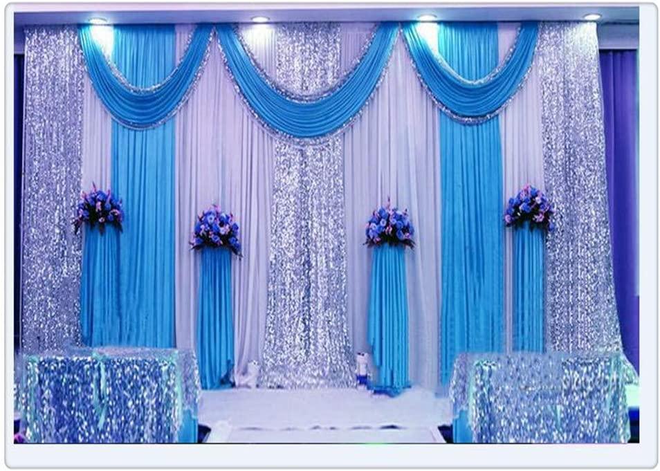 Eyestar Wedding Stage Decorations Backdrop Party Drapes with Swag Silk Fabric Curtain for Wedding/Birthday/Event (Acid Blue),20x10ft