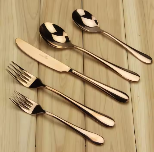 Gold Stainless steel knife  fork spoon and cutlery set