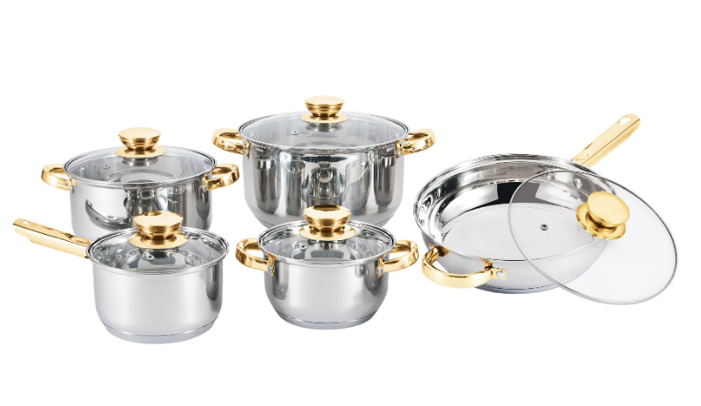 12 cooking pots, kitchen utensils, stainless steel sand pots