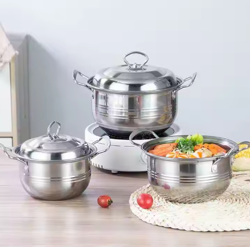 Household stainless steel pot with buckle