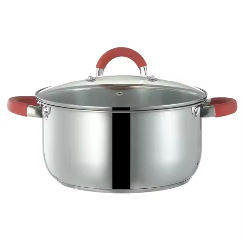 Stainless steel cooking pot with handle