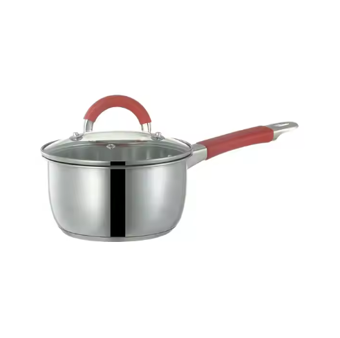 Stainless steel cooking pot with long handle