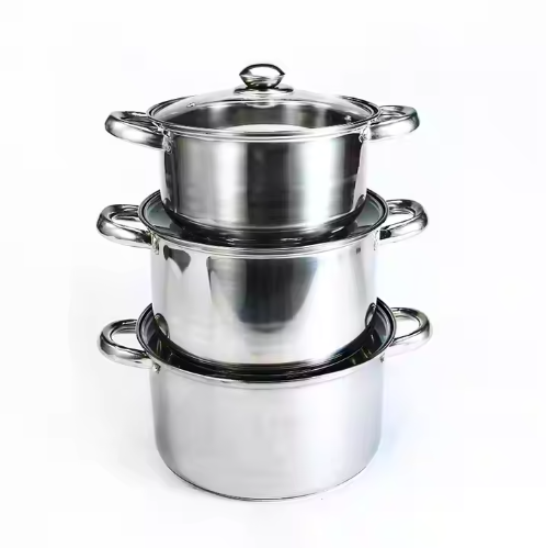 Stainless steel 3 piece kitchen pot with buckle