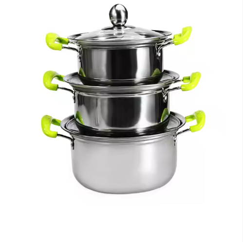 Stainless steel 3 piece kitchen pot With protective adhesive