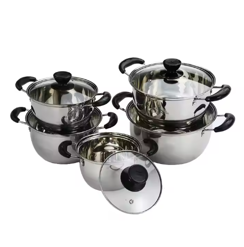 Stainless steel 5-piece kitchen pot Glass cover