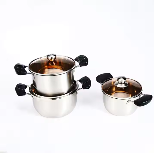 3-piece stainless steel steaming pot set