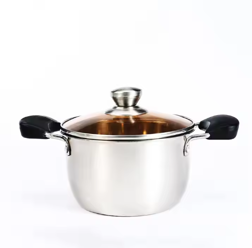 Glass cover 3-piece stainless steel steaming pot set