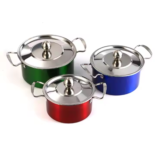 Stainless steel 3-piece colored kitchenware