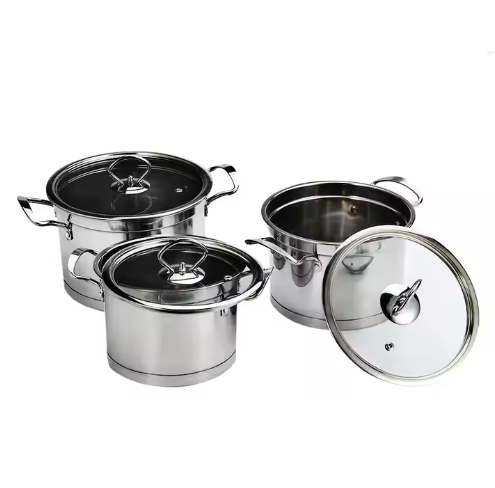Stainless steel 3-piece cooking pot set