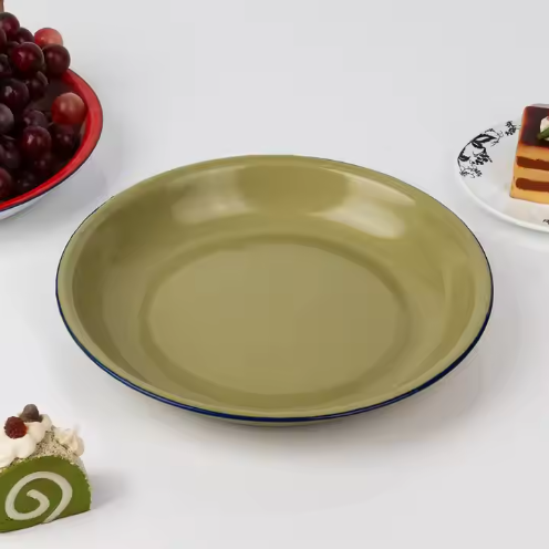 Enamel monochrome dining plate
