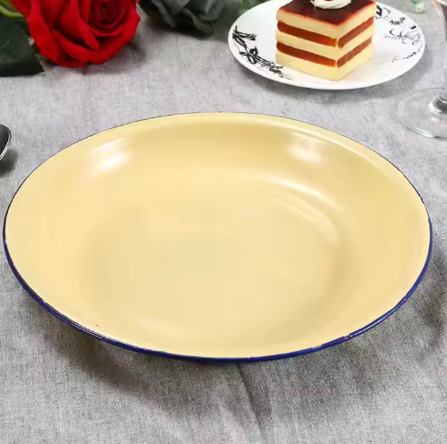 Enamel single color multi size dining plate