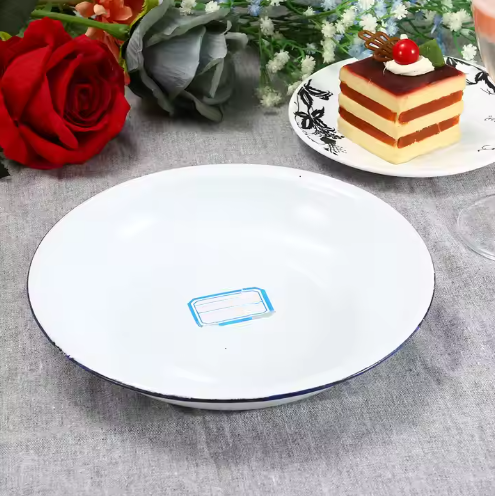 Enamel white multi size dining plate