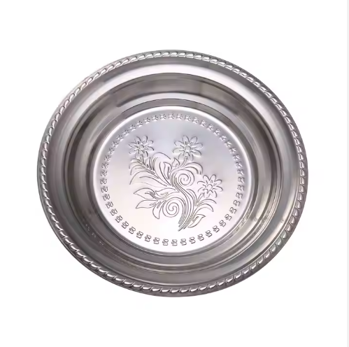 Stainless steel plate with orchid print fruit plate