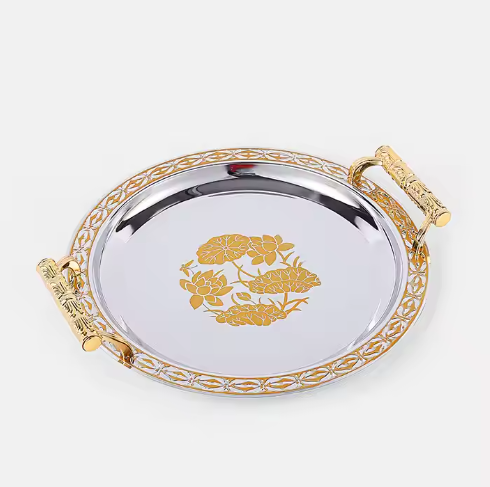 Stainless steel tray with printing for dining