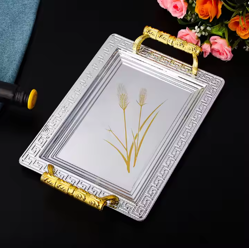 Stainless steel printed rectangular Dim sum tray