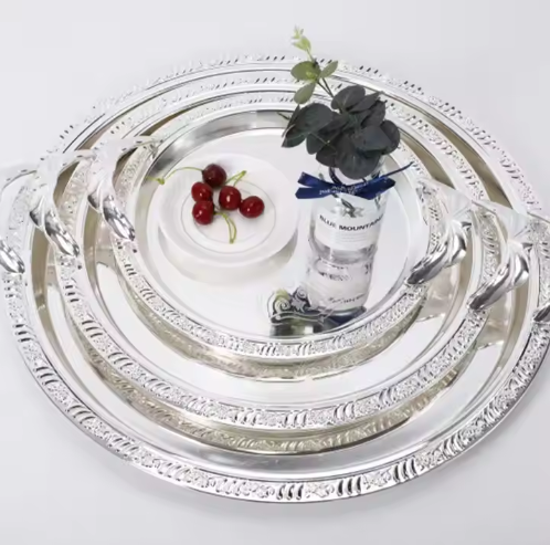 Round stainless steel Dim sum plate with printing