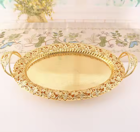 Metal Candy Snack Plate Golden Fruit Plate Table Centerpiece Wedding Cake Display Rack Cake Tray