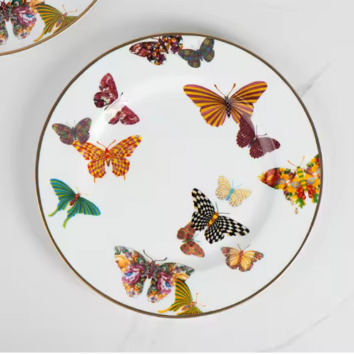 Colorful Butterfly Charging Pad Ceramic Tableware