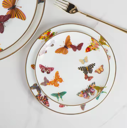 Colorful Butterfly Charging Pad Ceramic Tableware