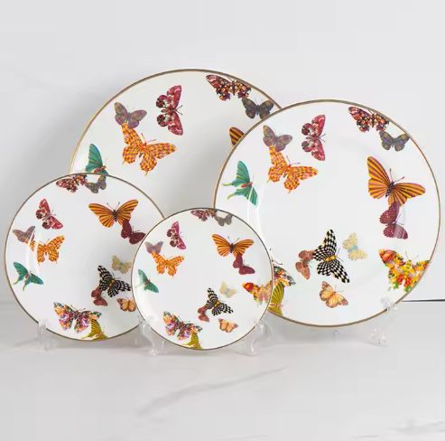 Colorful Butterfly Charging Pad Ceramic Tableware