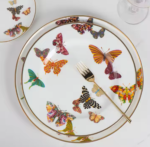 Colorful Butterfly Charging Pad Ceramic Tableware