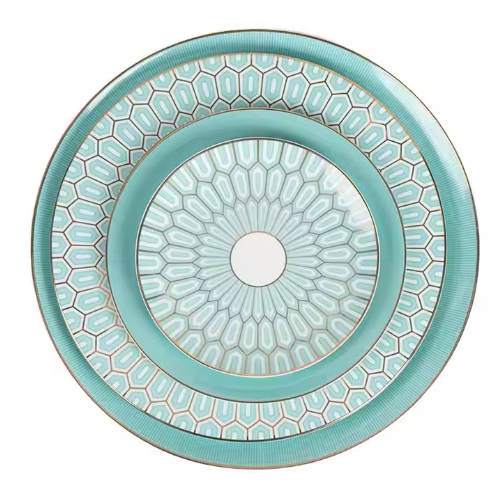 Silver ring ceramic tableware set