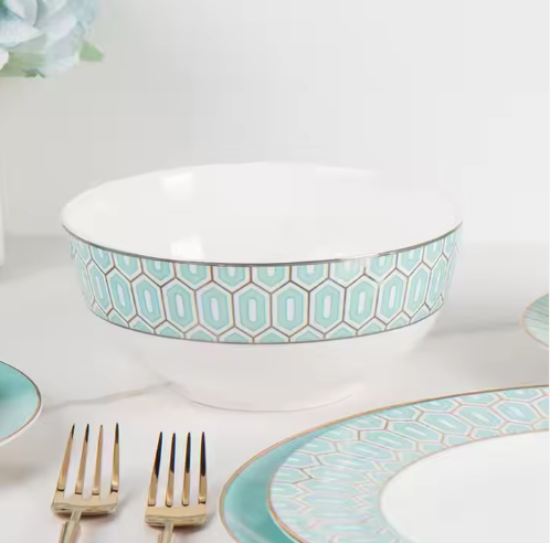 Silver ring ceramic tableware set