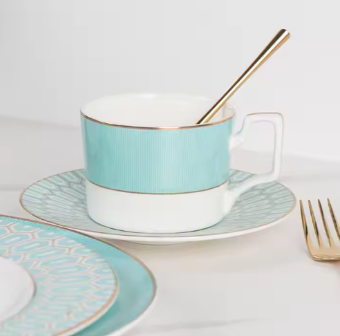 Silver ring ceramic tableware set