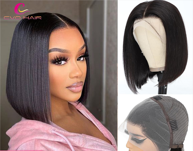 Lace wig with full front bob wig human hair